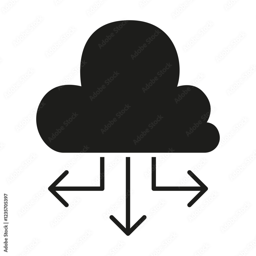 Cloud computing icon in glyph style Cloud computing icon in glyph style