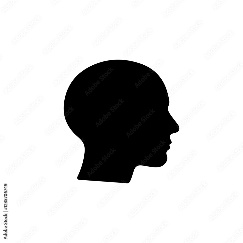 Black Human head silhouette vector illustration on white background Black Human head silhouette vector illustration on white background