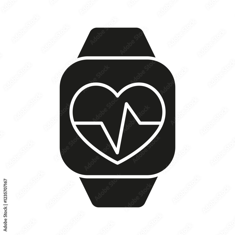 Smartwatch icon in glyph style Smartwatch icon in glyph style