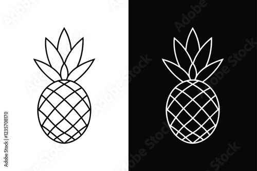 Charming Pineapple line Icon. Perfect for Tropical-Themed Designs. pineapple, fruit, illustration, vector, food, symbol