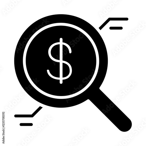 Financial analysis icon in glyph style