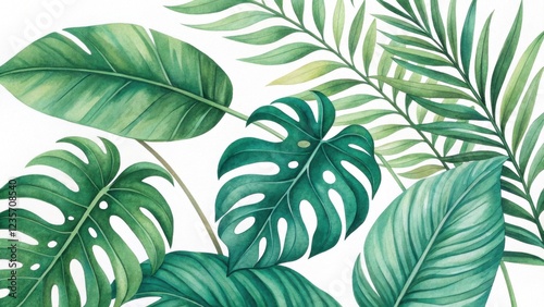 Seamless leaf pattern design with green foliage in a nature-inspired illustration