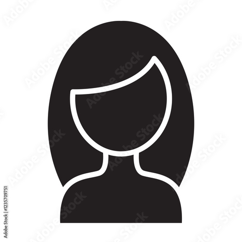 Long hair icon in glyph style