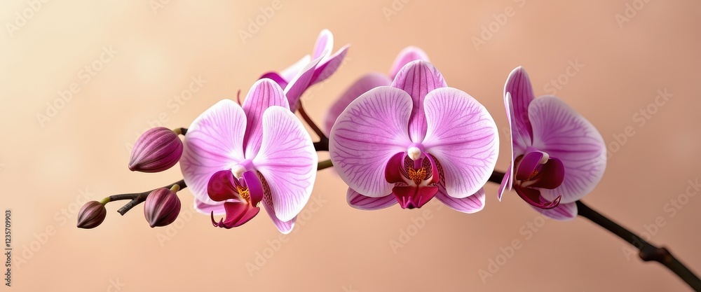 Obraz premium Close-Up of Vibrant Pink and White Orchid Against Soft Background