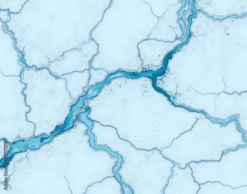Seamless Arctic Ice marble with frosted blue veins and cracked glacier texture, featuring procedural noise for meltwater channels.