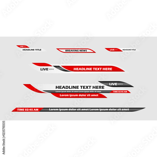 Lower third vector modern design with shape overlay strip