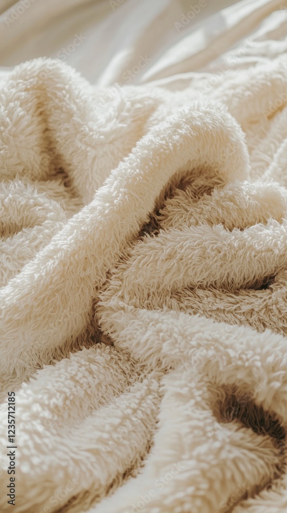 Soft Beige Blanket Draped on Cozy Bed with Natural Light Soft Beige Blanket Draped on Cozy Bed with Natural Light