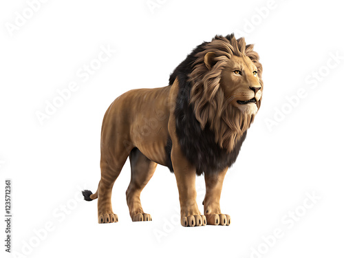 3d lion isolated on white transparent PNG background photo