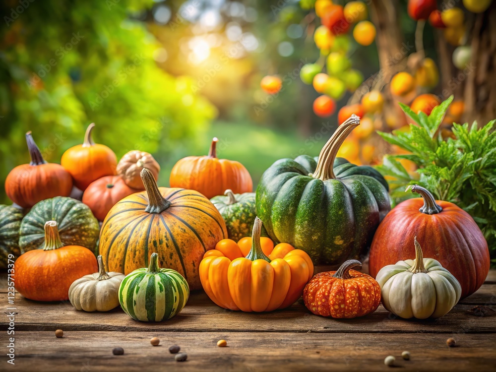 Pumpkins and bokeh, a rustic deck's feast. Pumpkins and bokeh, a rustic deck's feast.