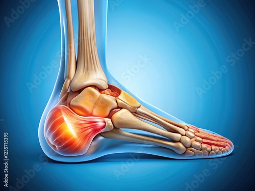 Heel pain explained:  Plantar fascia inflammation, often with a bone spur, common cause.  Understand anatomy for better healing. photo