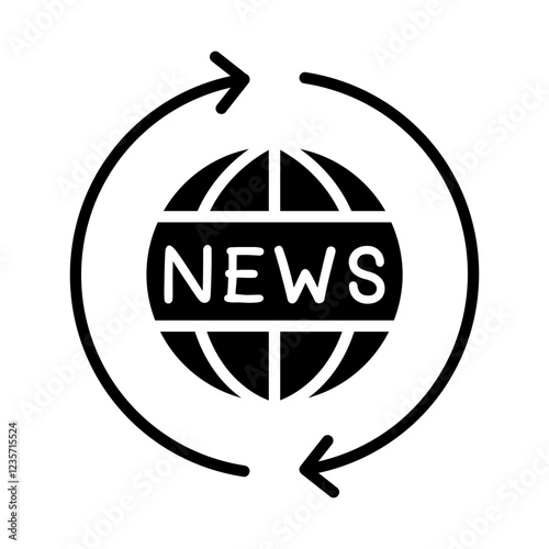 Global news icon in glyph style