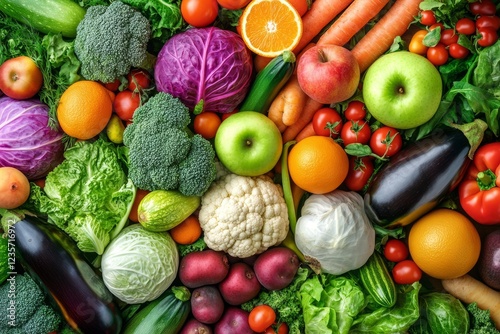 Wallpaper Mural Vibrant assortment of fresh fruits and vegetables. Torontodigital.ca