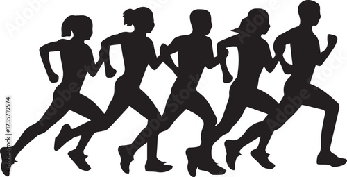 Dynamic Running Silhouette Group
