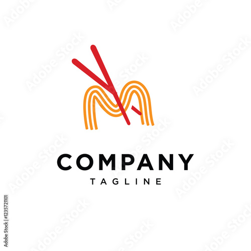 Letter M Ramen Noodle Logo Icon Vector