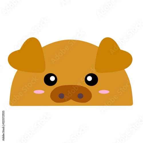 cute brown pig vector, cartoon pig face, easy and simple pig face drawing. Piggy vector design with cartoon style
