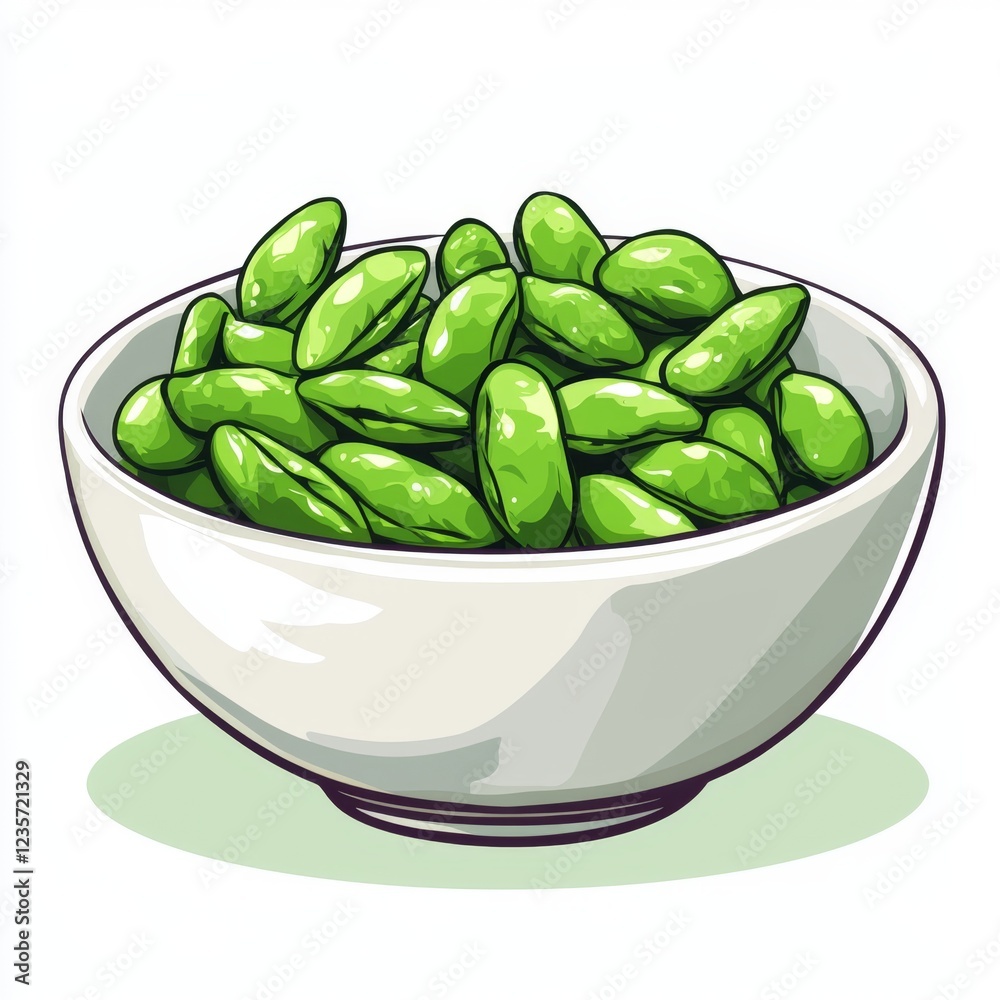 Fresh and Vibrant Edamame Bowl Filled with Delicious Green Soybeans on a Light Background Fresh and Vibrant Edamame Bowl Filled with Delicious Green Soybeans on a Light Background
