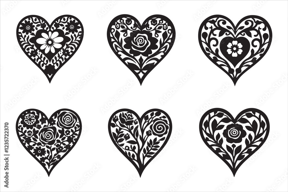 Romantic Heart Laser Cut Vector Template Romantic Heart Laser Cut Vector Template