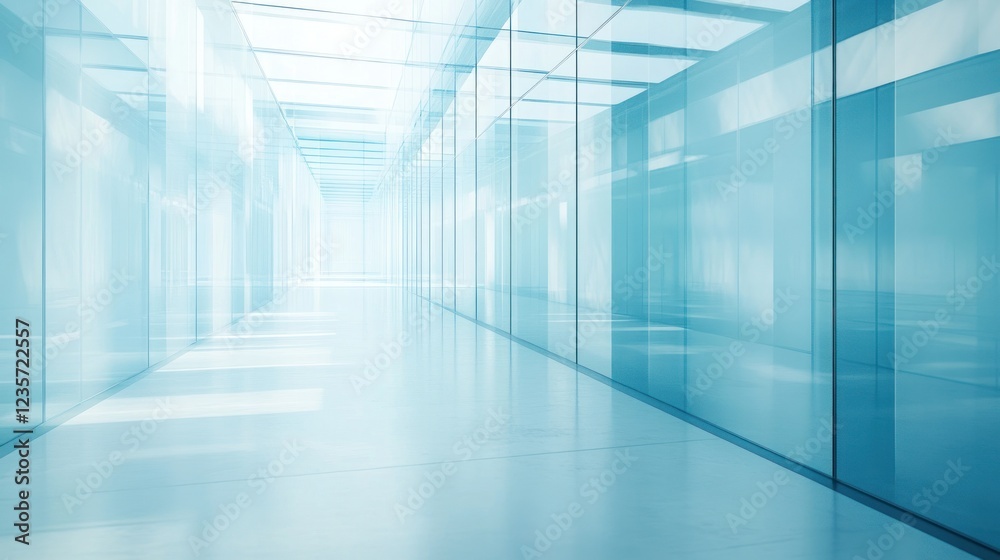Modern glass corridor, bright interior, sunlight, empty, architecture Modern glass corridor, bright interior, sunlight, empty, architecture