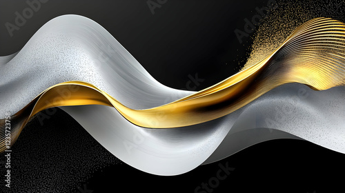Elegant Golden and Silver Abstract 3D Wave Background