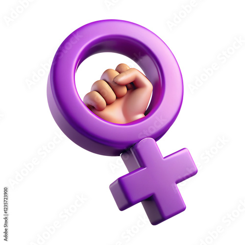 Powerful female symbol with clenched fist, advocating for women's rights. photo