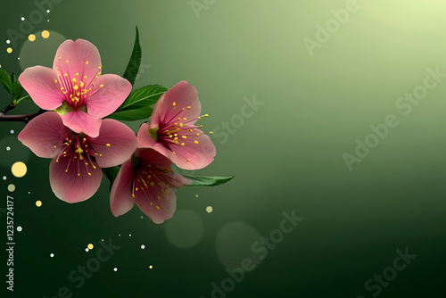 Elegant Pink Blossom Branch Realistic Image Background