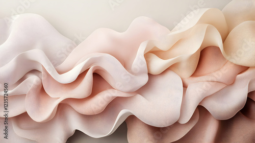 Abstract 3D Render of Flowing Fabric Waves in Pastel Hues