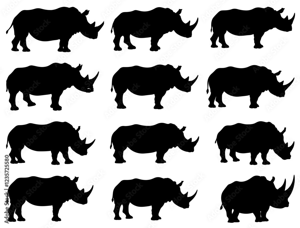 Fototapeta premium RHINO SILHOUETTE ON WHITE BACKGROUND