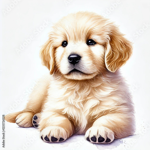 Cute Golden Retriever Puppy with Fluffy Fur
