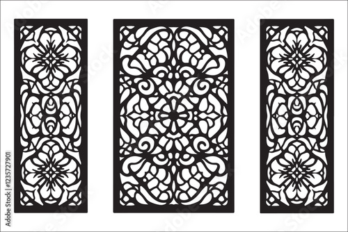 Laser cut, vector design, dxf, svg, eps, decorative panel, wall art, interior decor, metal cutting, wood engraving, ornamental pattern, architectural design, wrought iron, mdf panel, stencil art,