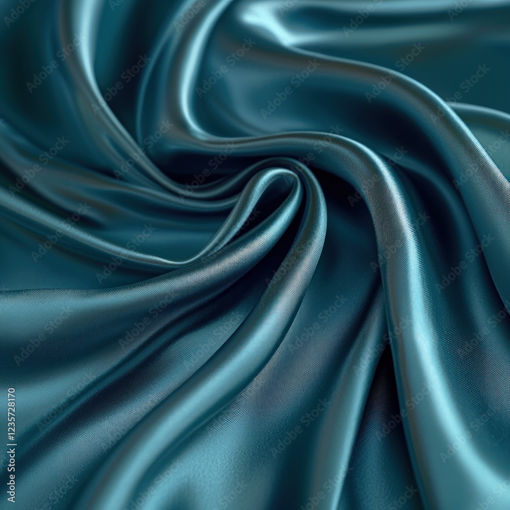 Teal silk fabric draped background for luxury or fashion design Teal silk fabric draped background for luxury or fashion design
