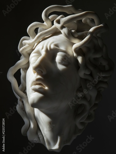 Classic Marble Sculpture of a Mythological Figure, Artistic and Expressive