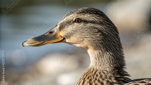 Sophisticated duck portrait, room for your message. photo