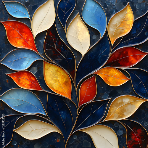 Vibrant Autumn Leaves Abstract Painting Artwork