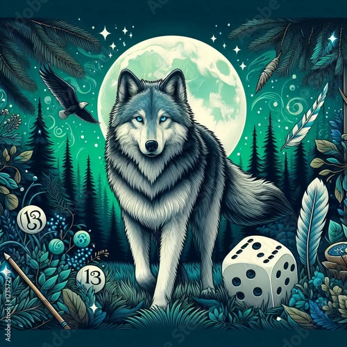 Wolf Note green forest background-2