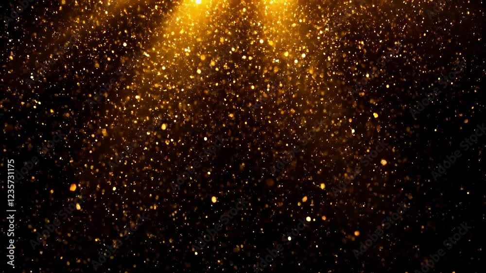 Luxurious beautiful dark black and gold bokeh light effect background with shimmer, particles falling down like a golden rain, god rays, abstract glitter lights. Product mockup, Christmas background Luxurious beautiful dark black and gold bokeh light effect background with shimmer, particles falling down like a golden rain, god rays, abstract glitter lights. Product mockup, Christmas background