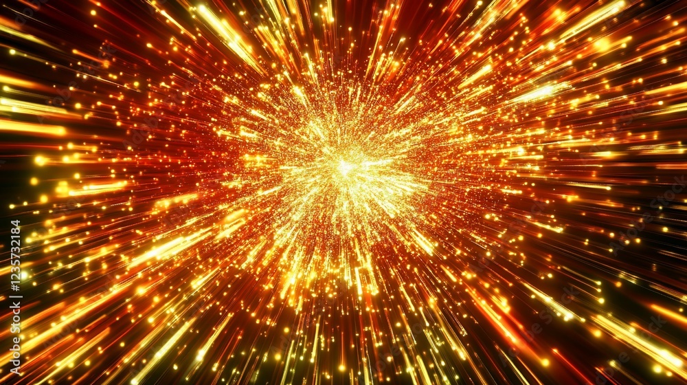 Golden Explosion of Light Abstract Background with Bursting Star Trail Effect Golden Explosion of Light Abstract Background with Bursting Star Trail Effect