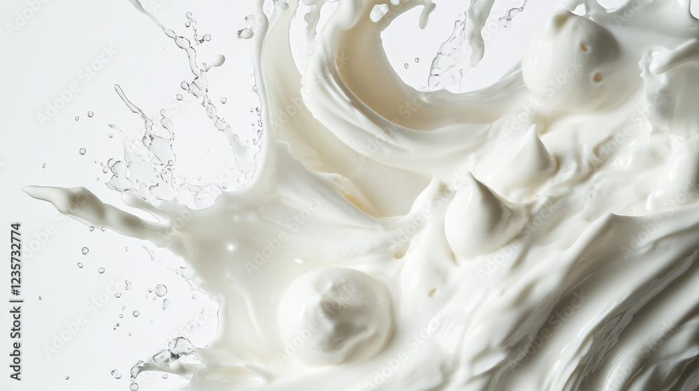 Creamy White Milk Splash Dynamic Texture Background Design Food Pure Dairy Drink Fluid Fresh Clean  