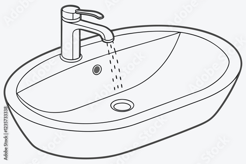  White oval bathroom sink, chrome faucet, running water, porcelain, modern design, minimalist, clean aesthetic, reflective surface, droplets, hygiene, plumbing fixture, contemporary bathroom, sleek, p