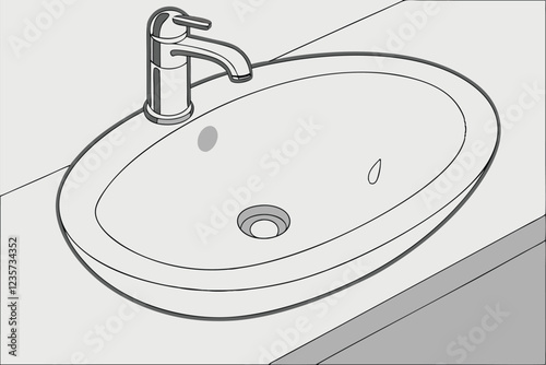  White oval bathroom sink, chrome faucet, running water, porcelain, modern design, minimalist, clean aesthetic, reflective surface, droplets, hygiene, plumbing fixture, contemporary bathroom, sleek, p