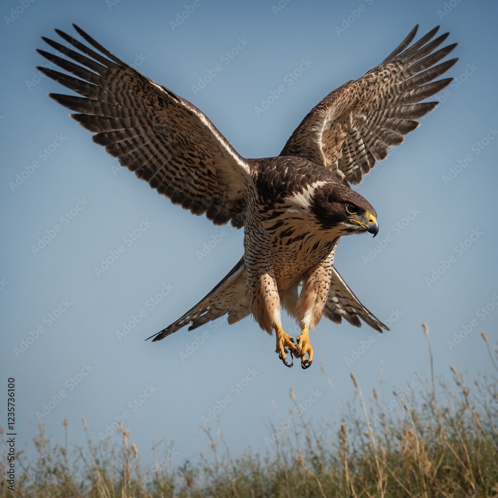 Fototapeta premium A close-up of a falcon’s intense, unblinking stare.