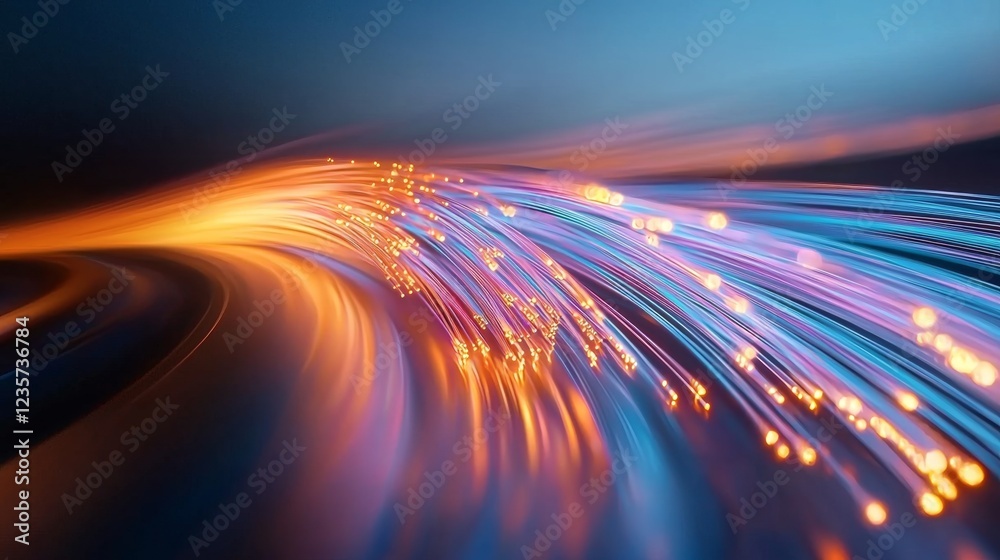Abstract Light Trails Creating Vibrant Motion Effect in Night Scene