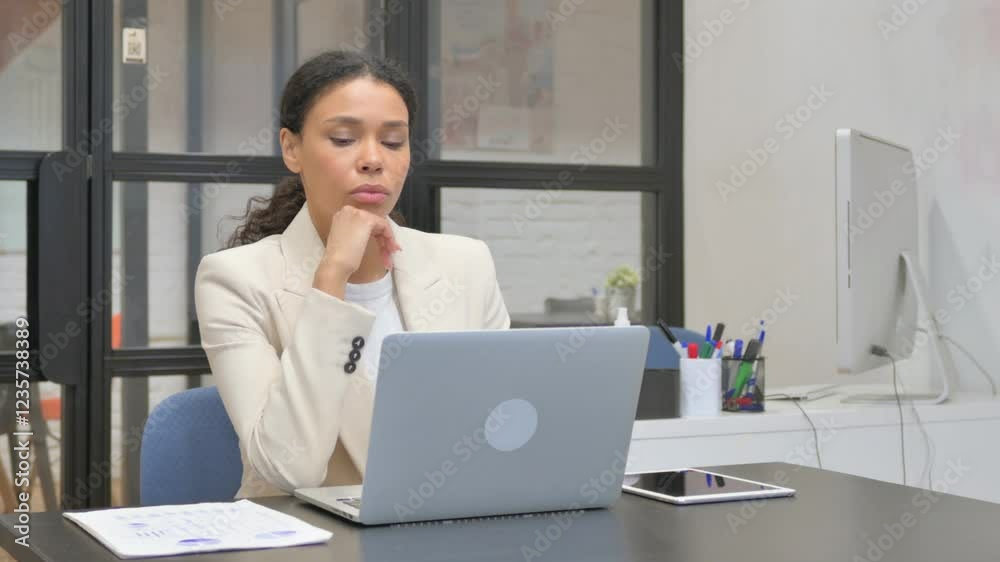 African Business Woman Brainstorming while at Work