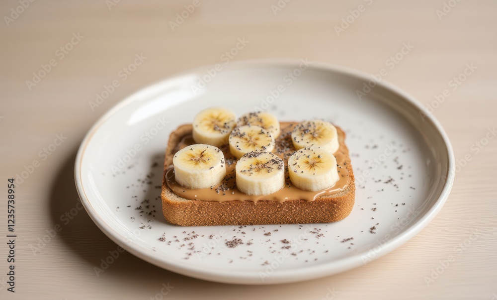 Delicious peanut butter toast with bananas Delicious peanut butter toast with bananas