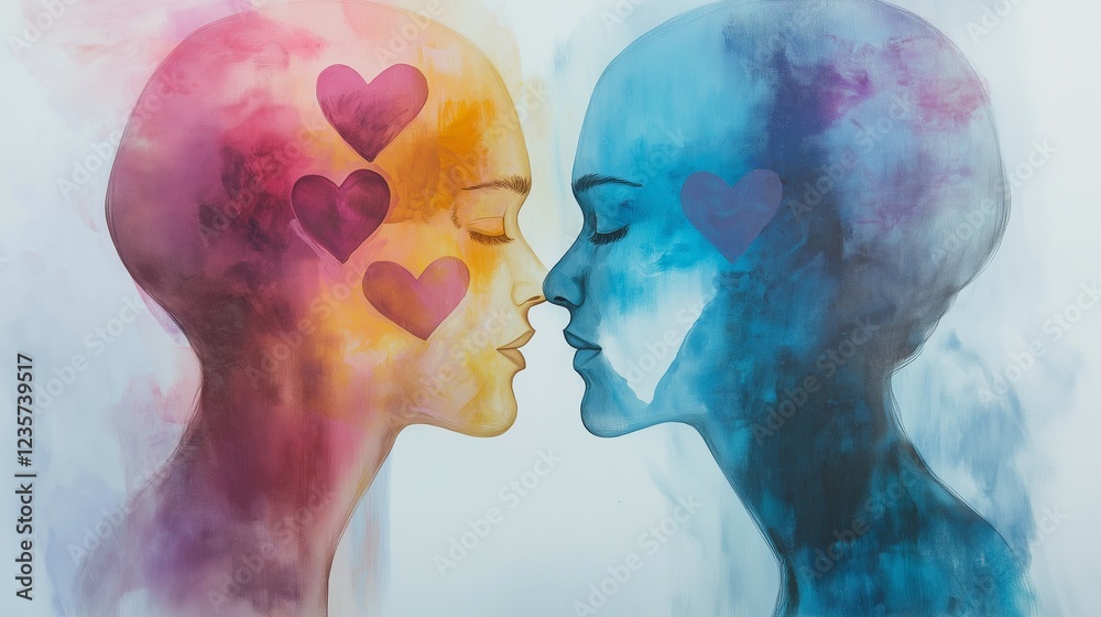 Obraz premium Abstract Artistic Representation of Sexual Dysfunctions and Gender Dysphoria with Symbolic Human Forms. Thoughtful Visualization of Emotional Complexity and Identity Struggles Related. Mental health