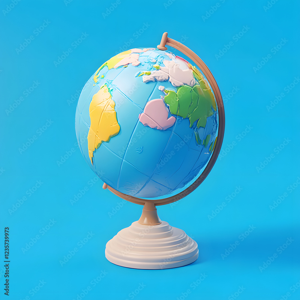 A colorful globe on a bright blue background. A colorful globe on a bright blue background.