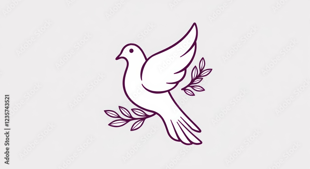 Obraz premium Peace Dove Icon With Leaf