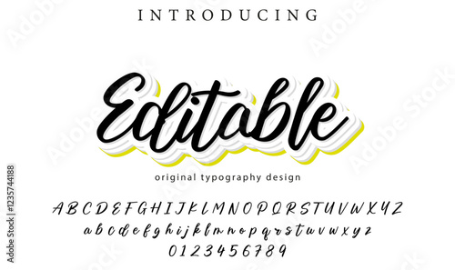 Editable Font Stylish brush painted an uppercase vector letters, alphabet, typeface