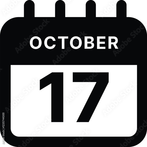 October 17 calendar icon design vector illustration