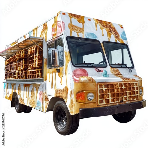 Colorful and Fun Waffle Food Truck With Ice Cream Theme Ideal for Festivals and Street Events photo