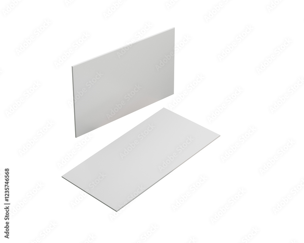 Two Blank Business Card Mockups Are Placed On Beige Rectangular Surface 3D Illustration Two Blank Business Card Mockups Are Placed On Beige Rectangular Surface 3D Illustration